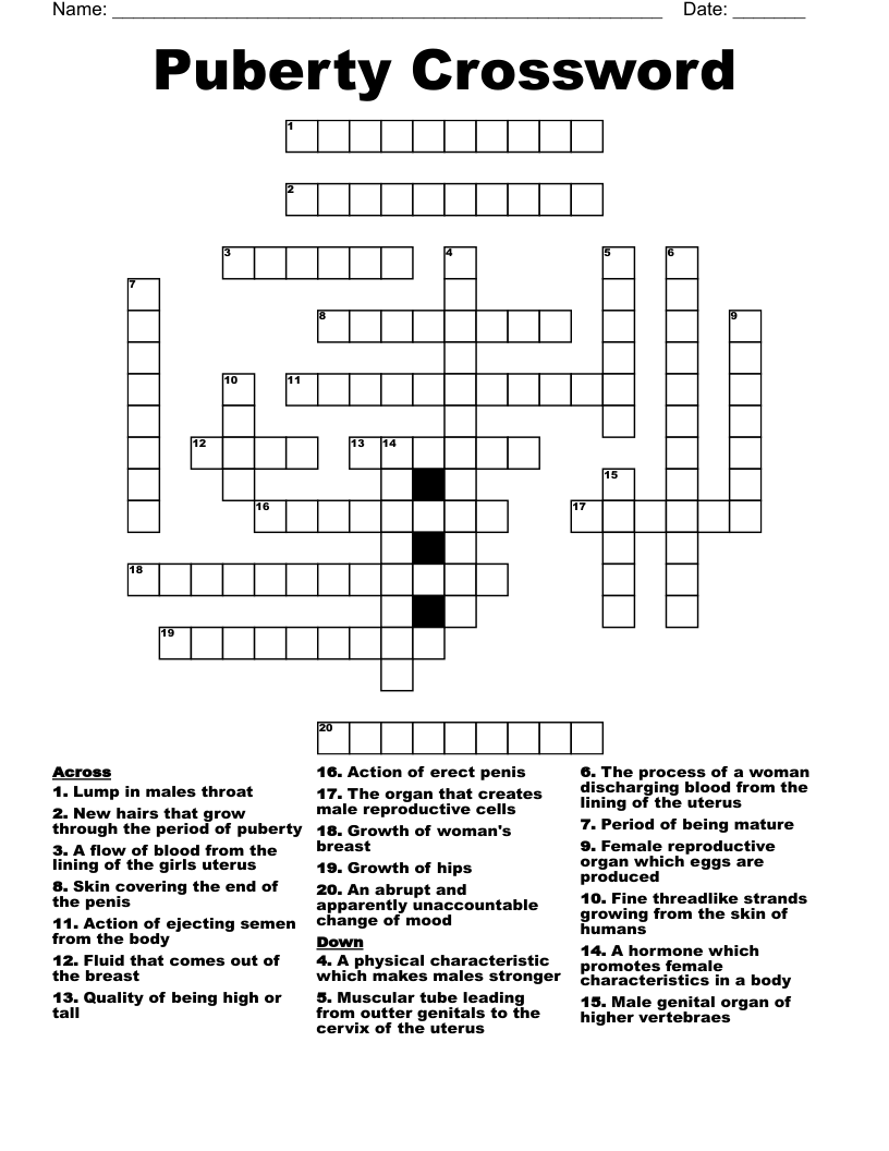 Puberty Crossword