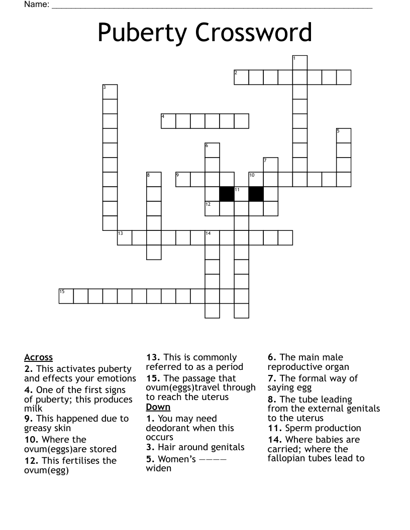 Puberty Crossword