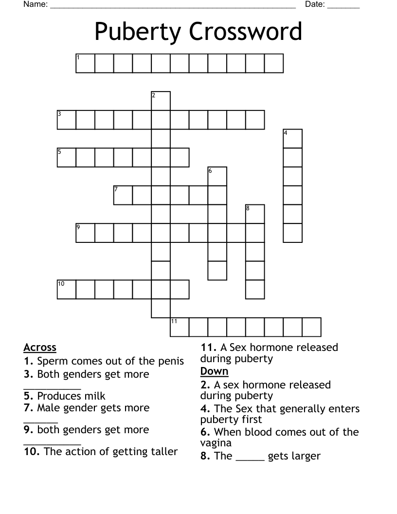 Puberty Crossword 