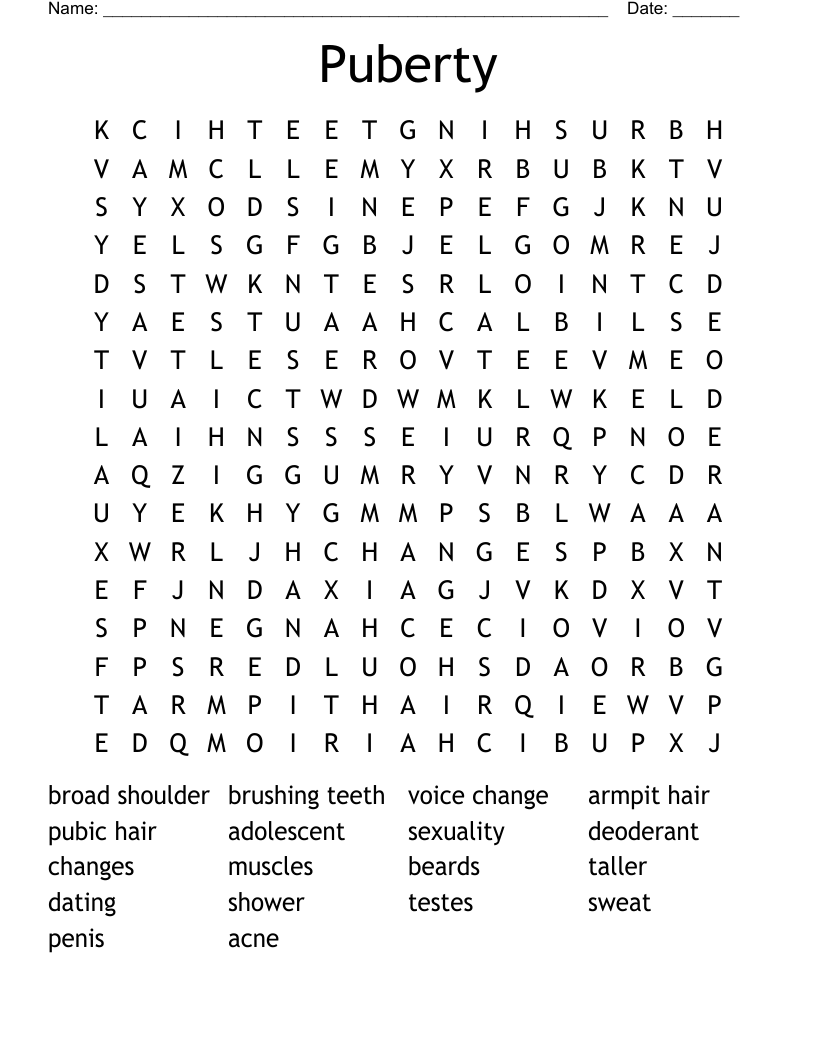 Puberty  Word Search