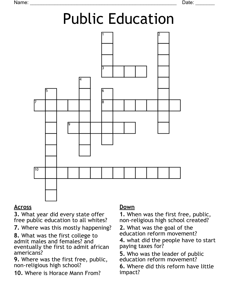 Public Education Crossword