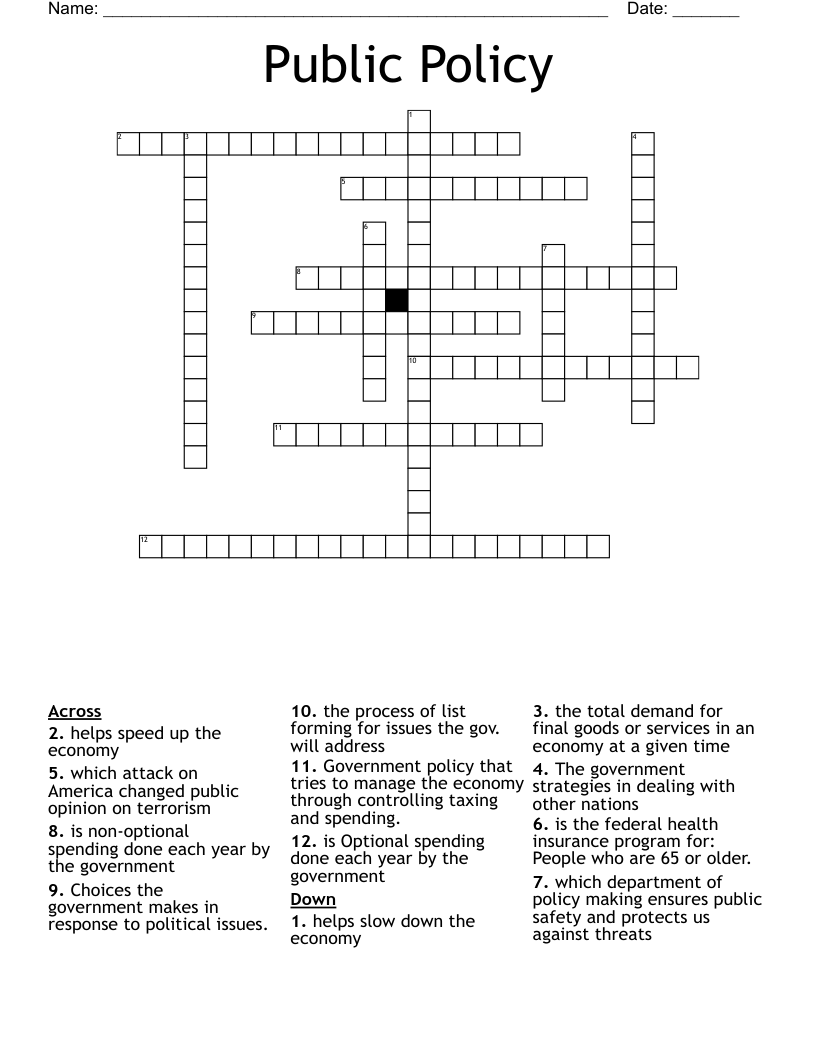 Public Policy Crossword