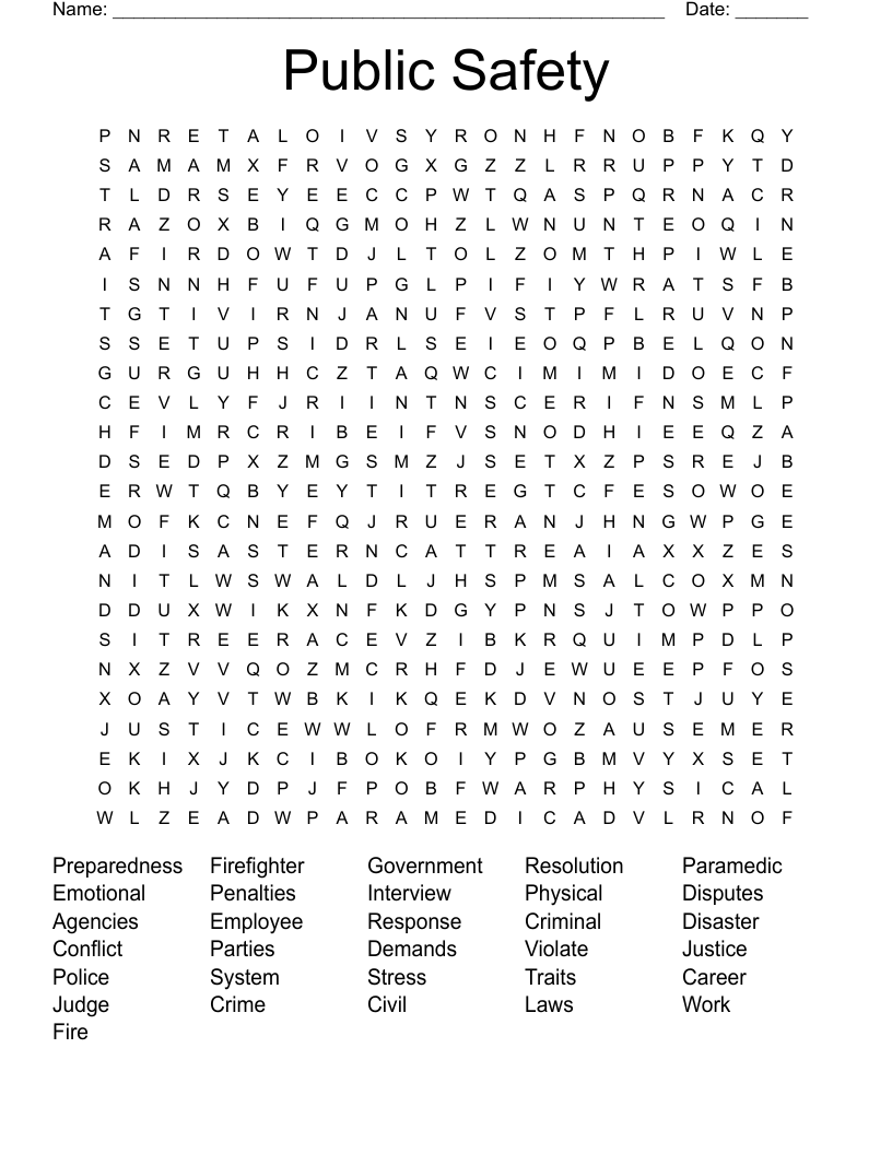 Public Safety Word Search
