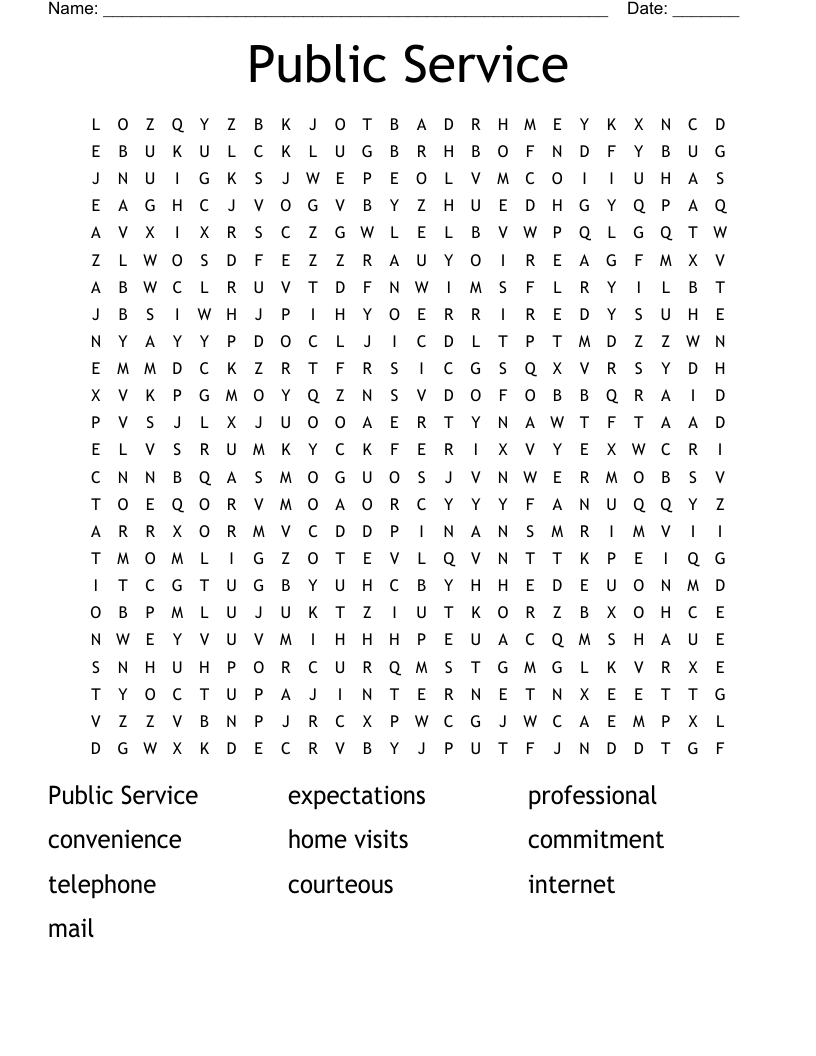 Public Service Word Search