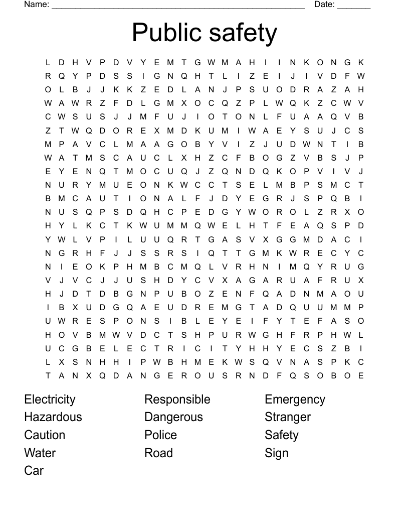 Public safety Word Search