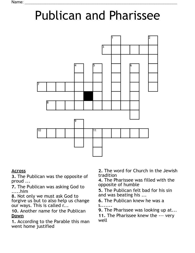 Publican and Pharissee Crossword