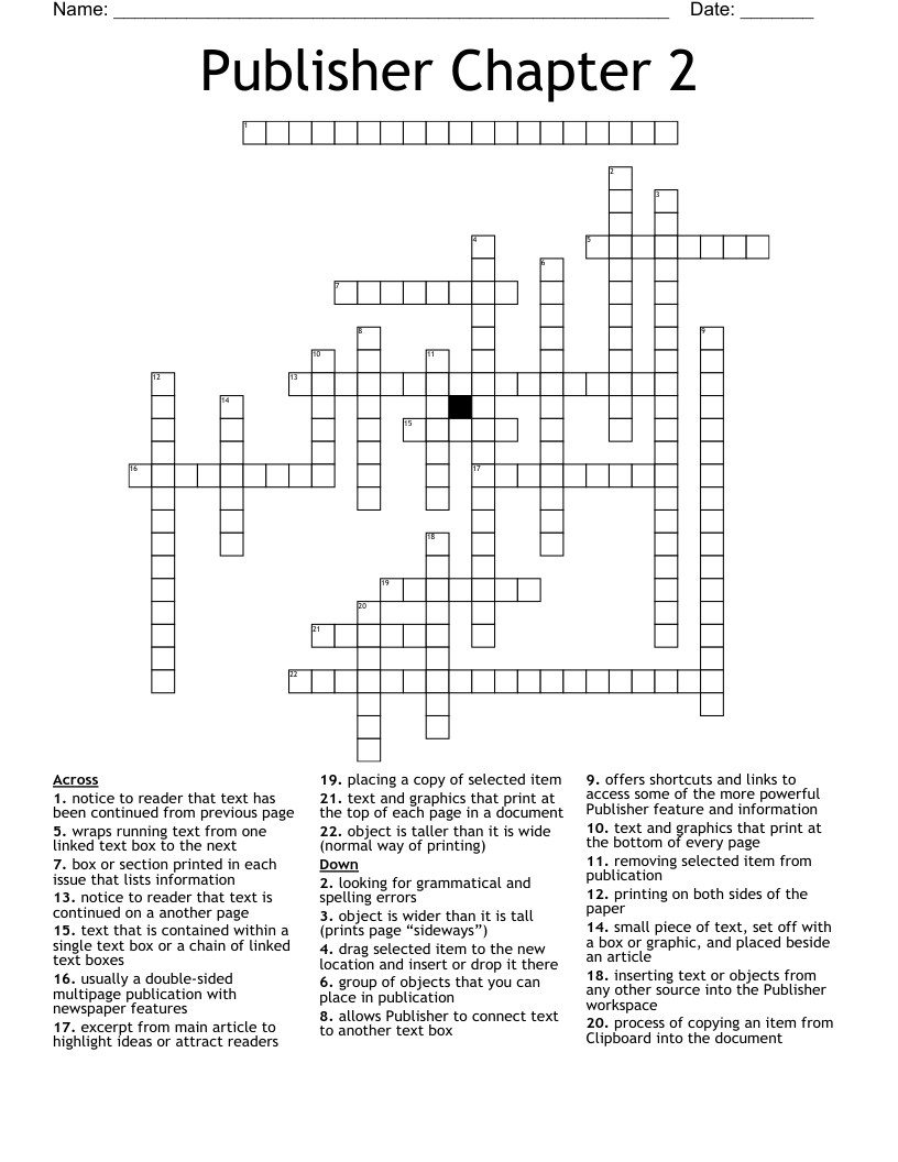 Publisher Chapter 2 Crossword