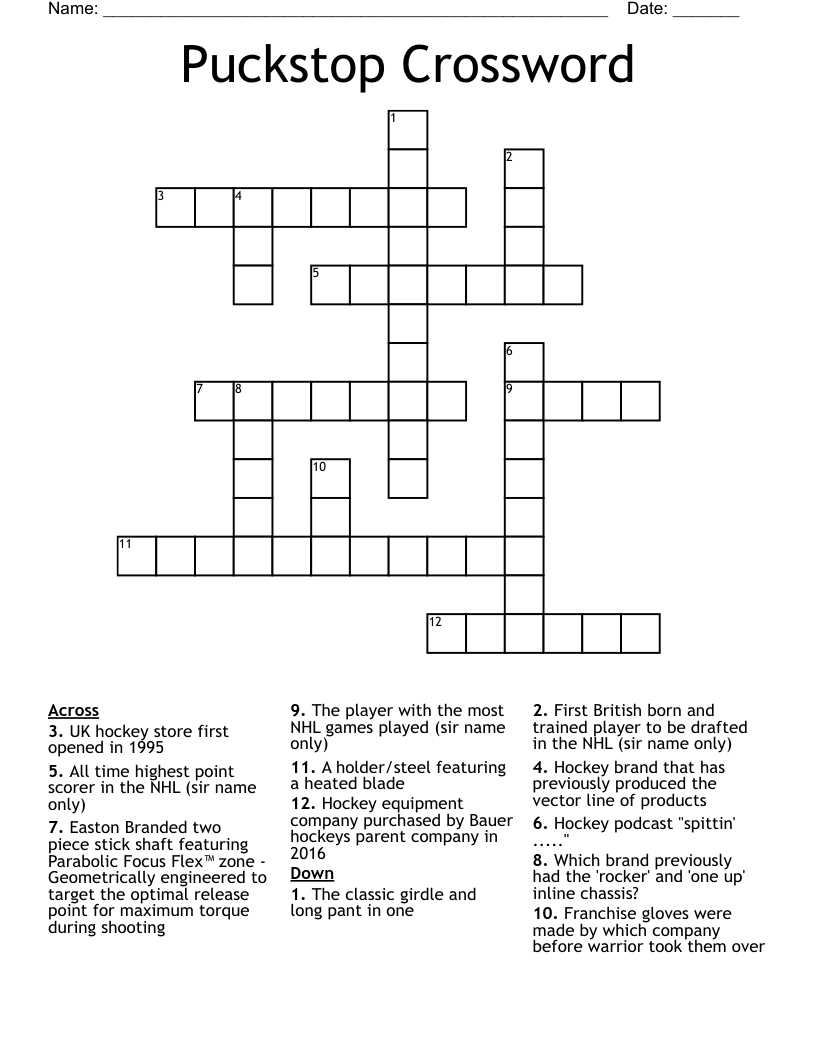 Puckstop Crossword