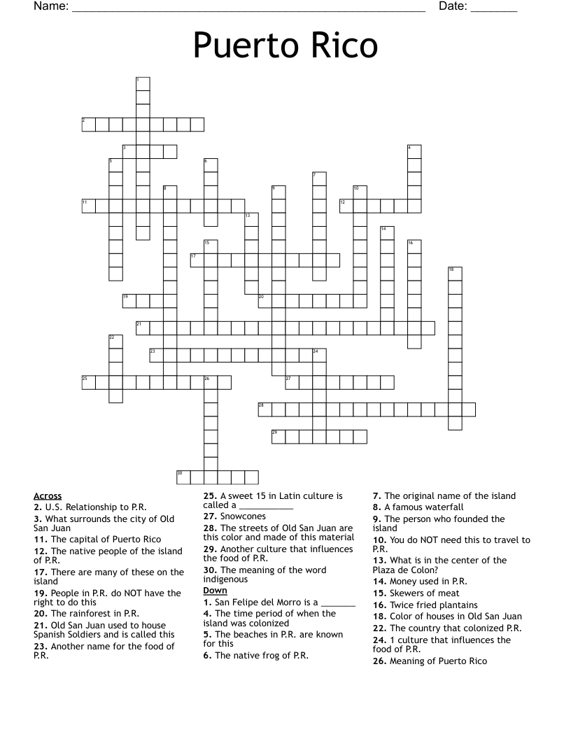 Puerto Rico Crossword