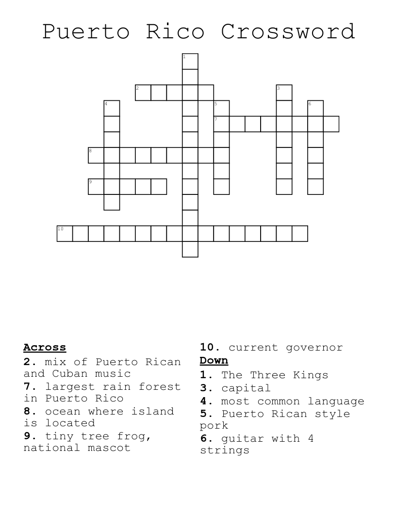 Puerto Rico Crossword