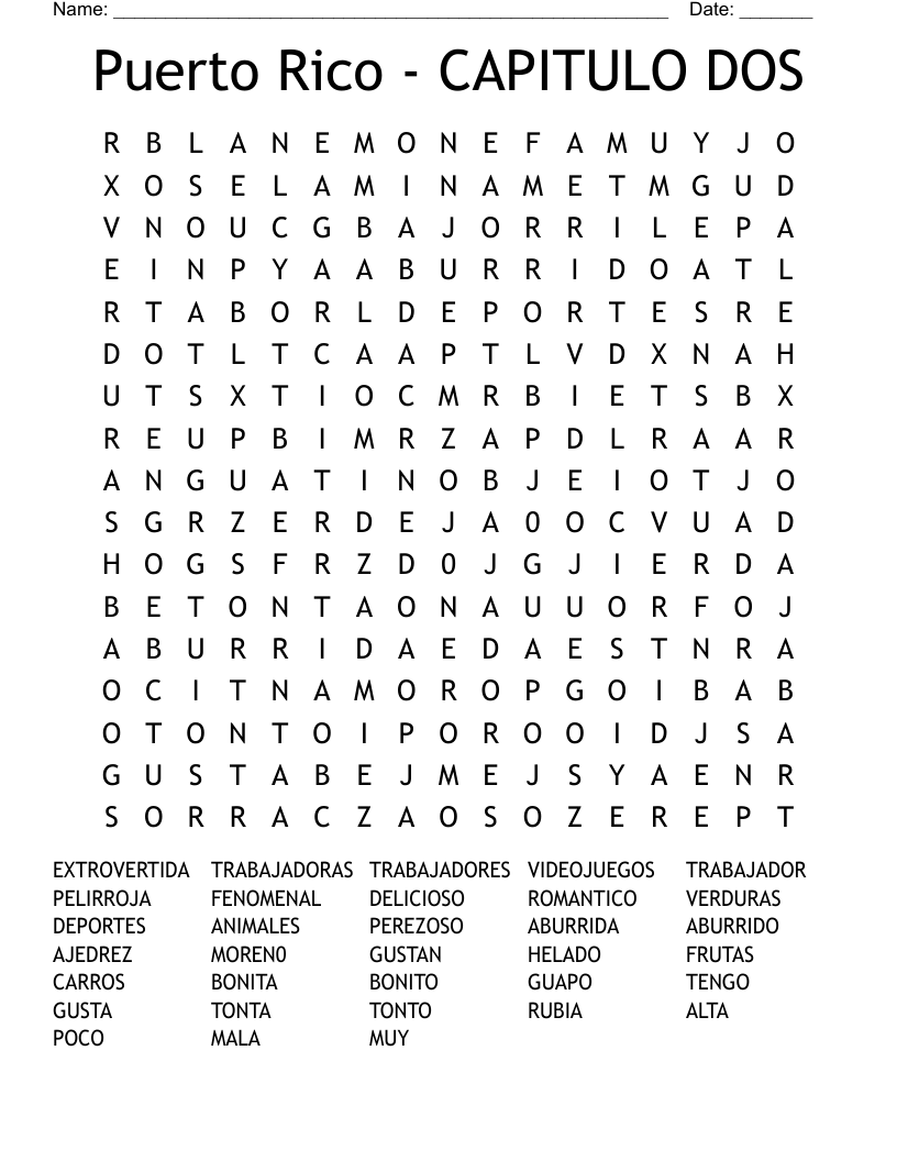 Puerto Rico - CAPITULO DOS Word Search