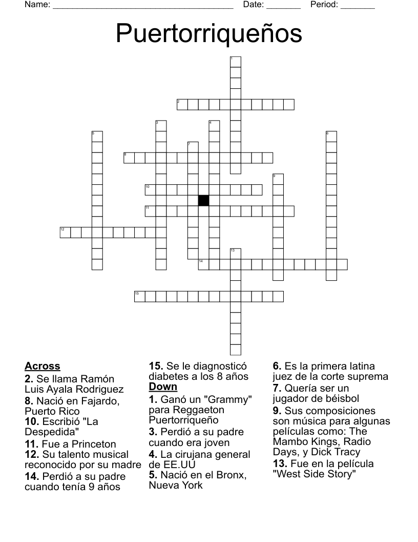 Puertorriqueños Crossword