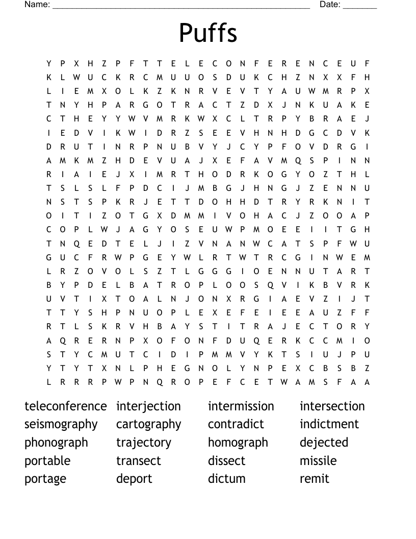 Puffs Word Search
