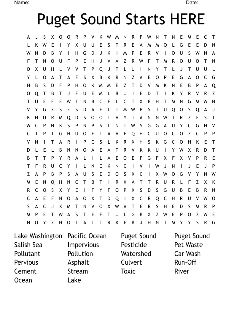 Puget Sound Starts HERE Word Search