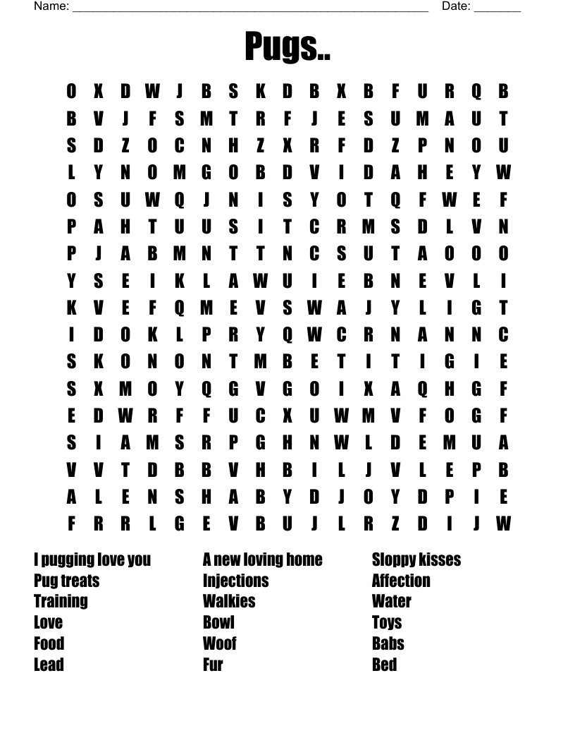 Pugs.. Word Search