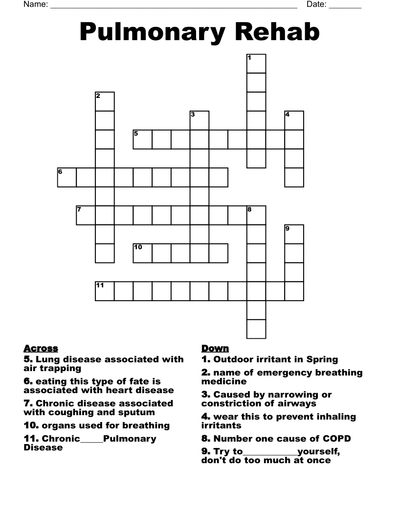 Pulmonary Rehab Crossword