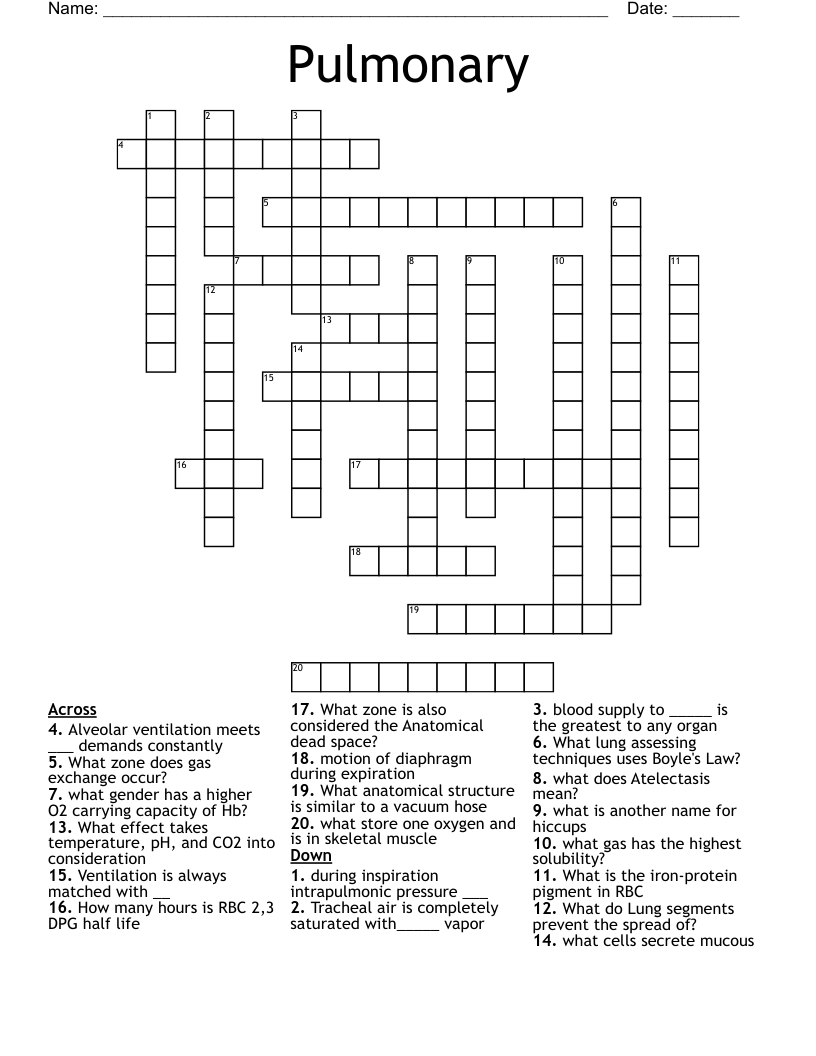 Pulmonary  Crossword