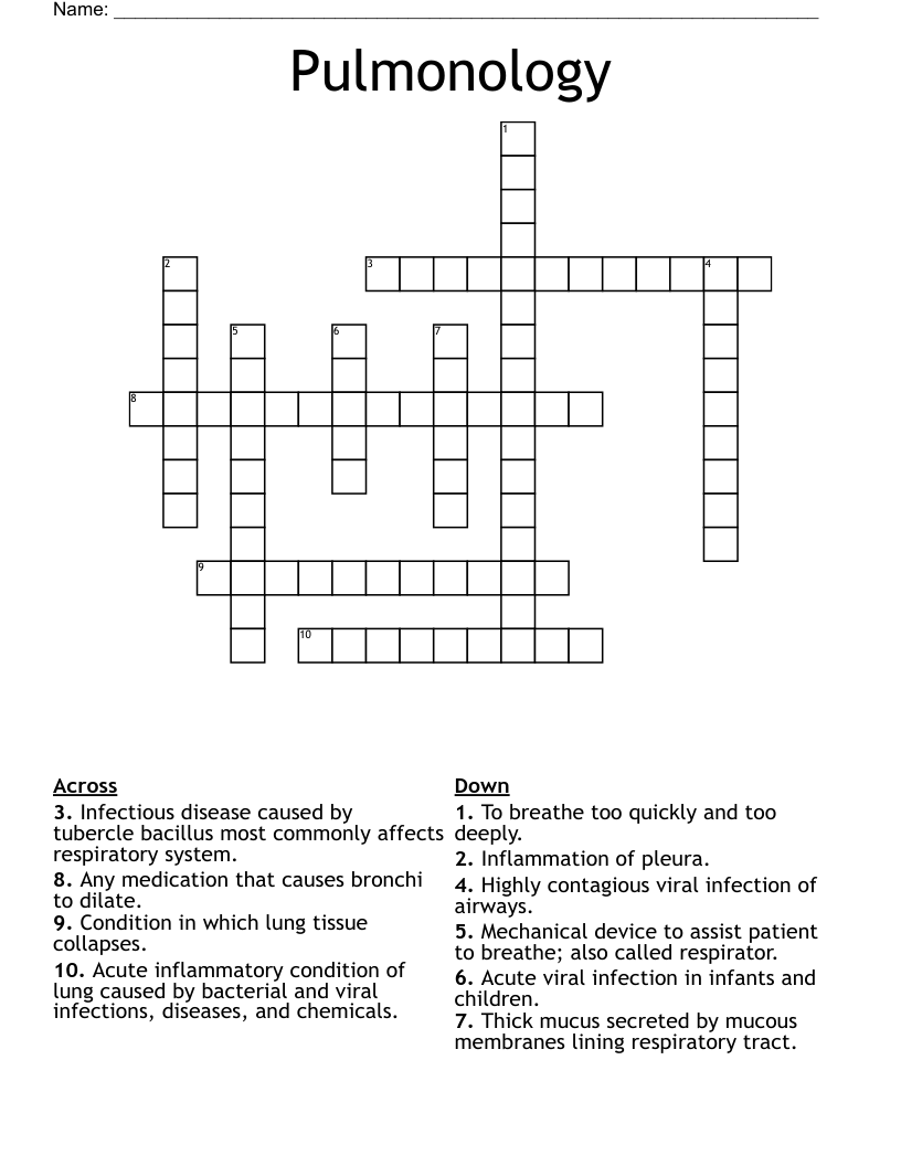 Pulmonology Crossword