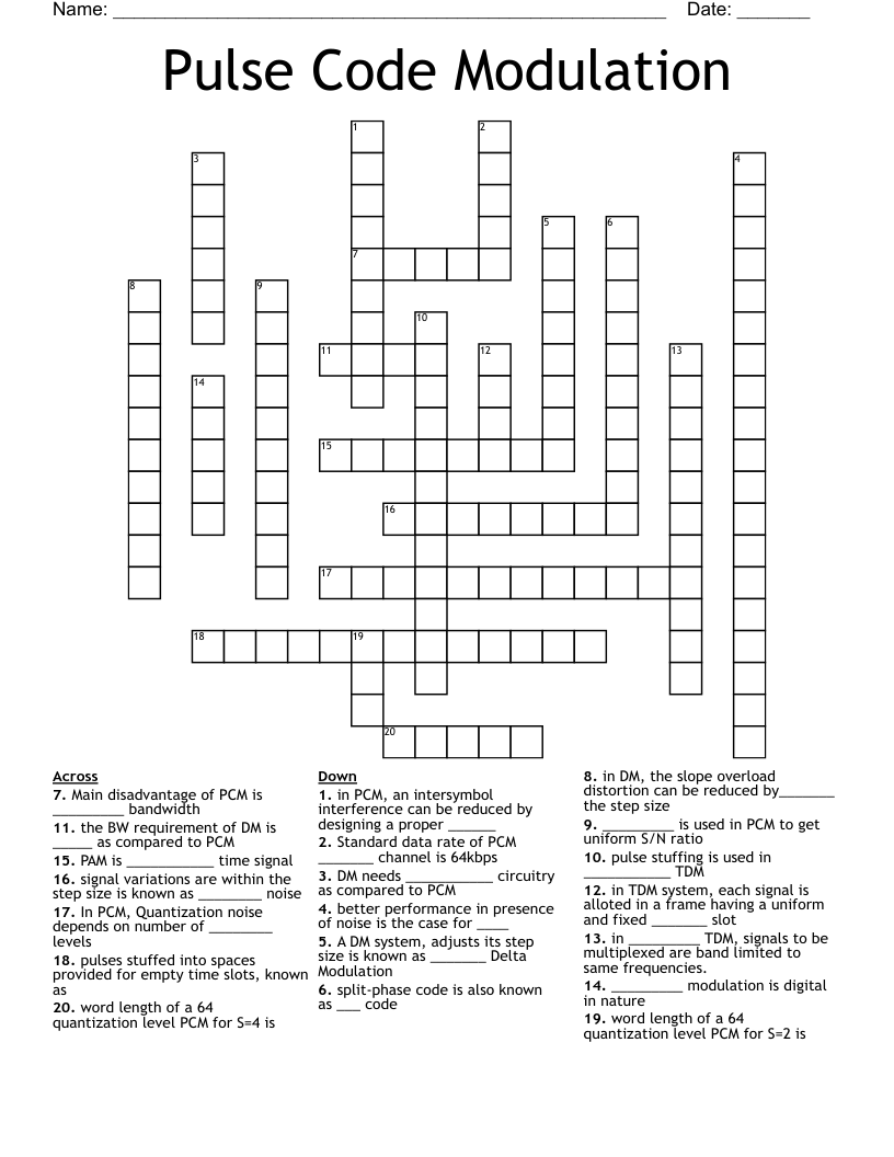 Pulse Code Modulation Crossword