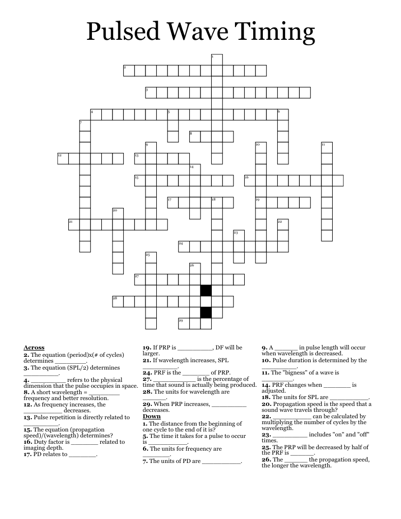 Pulsed Wave Timing Crossword