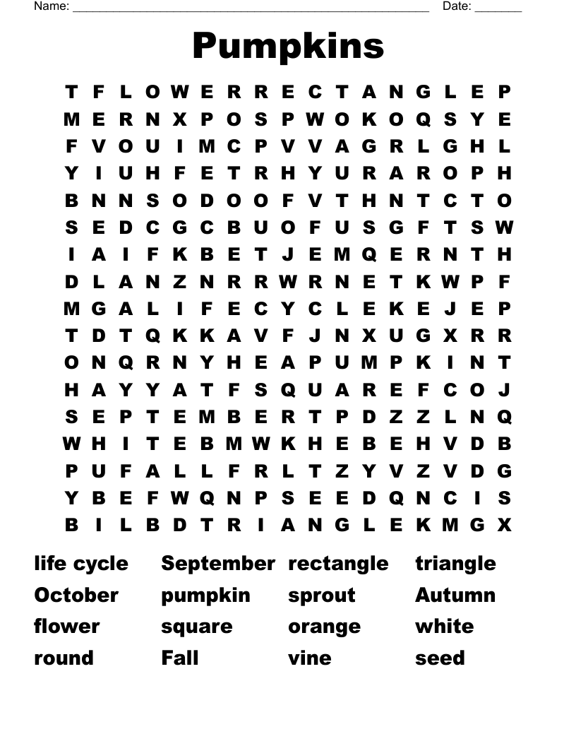 Pumpkins Word Search