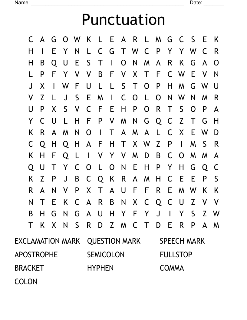 Punctuation Word Search