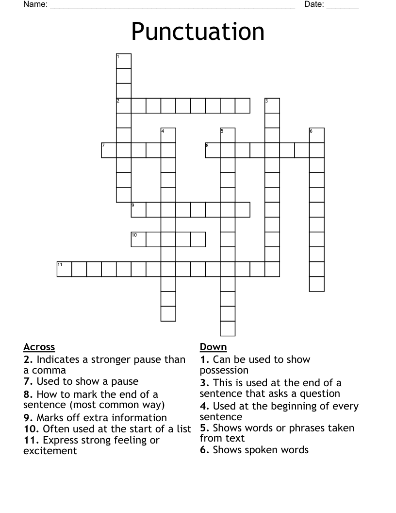 Punctuation Crossword