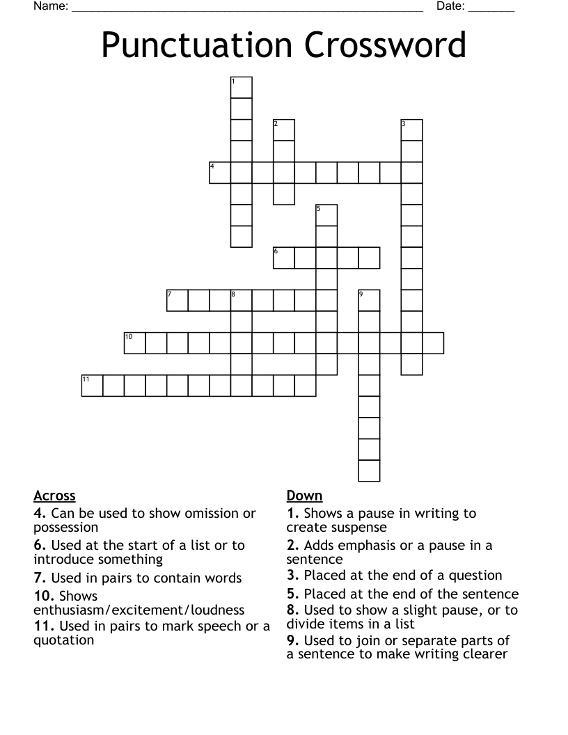 Punctuation Crossword