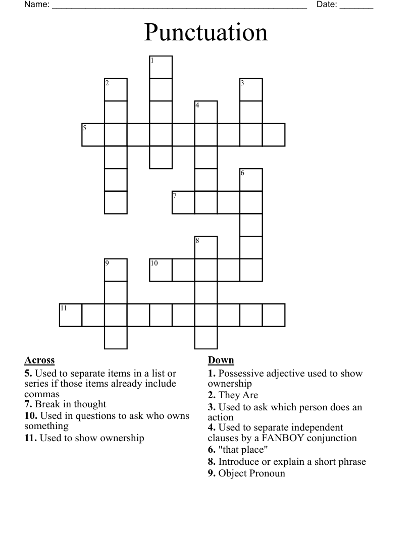 Punctuation  Crossword