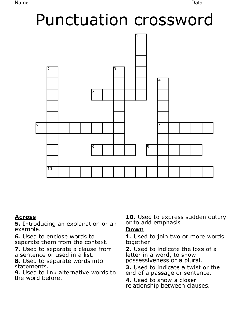 Punctuation crossword