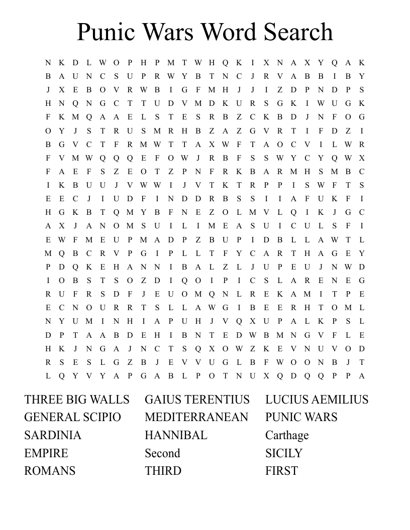 Punic Wars Word Search