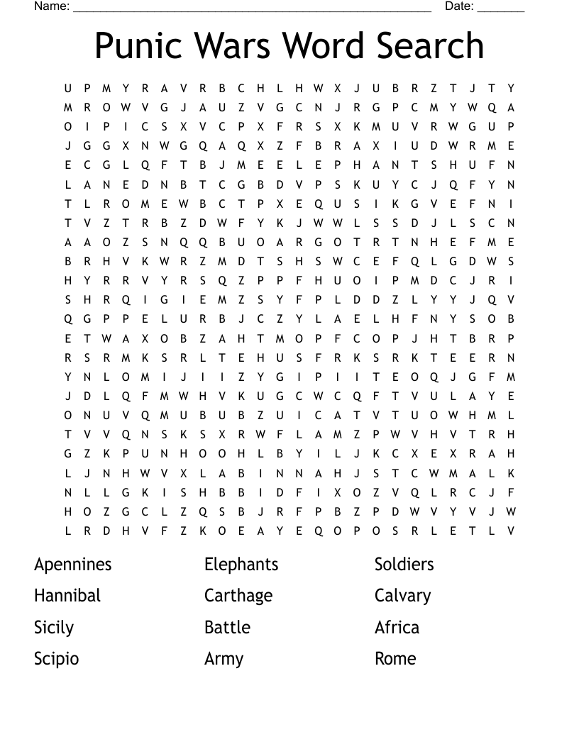 Punic Wars Word Search