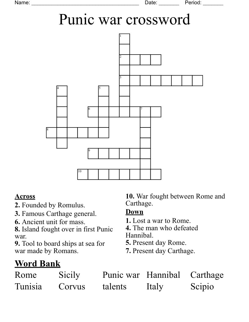 Punic war crossword