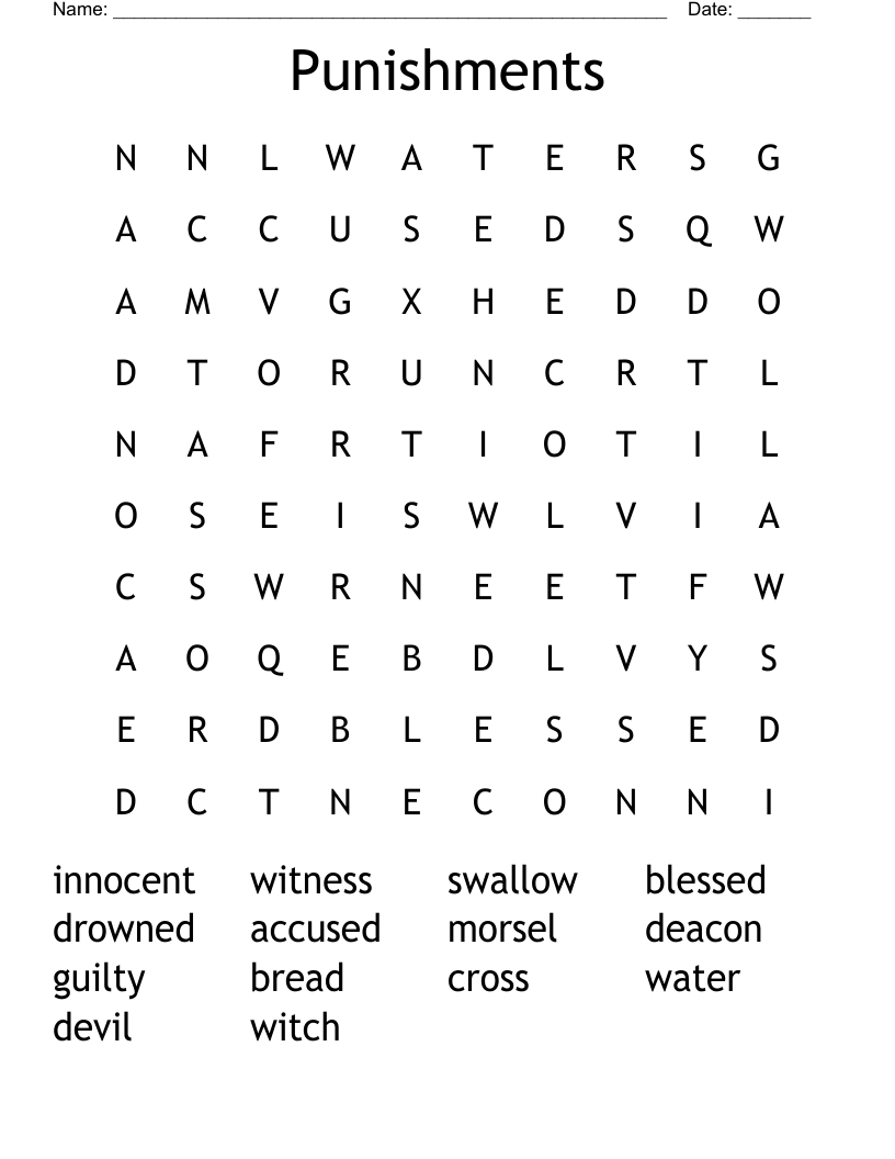 Punishments Word Search