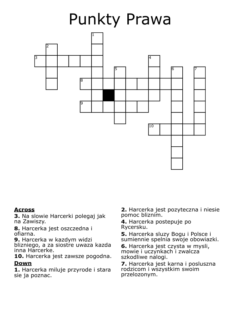 Punkty Prawa Crossword