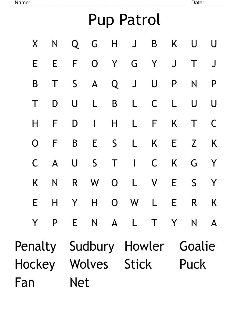 Pup Patrol Word Search