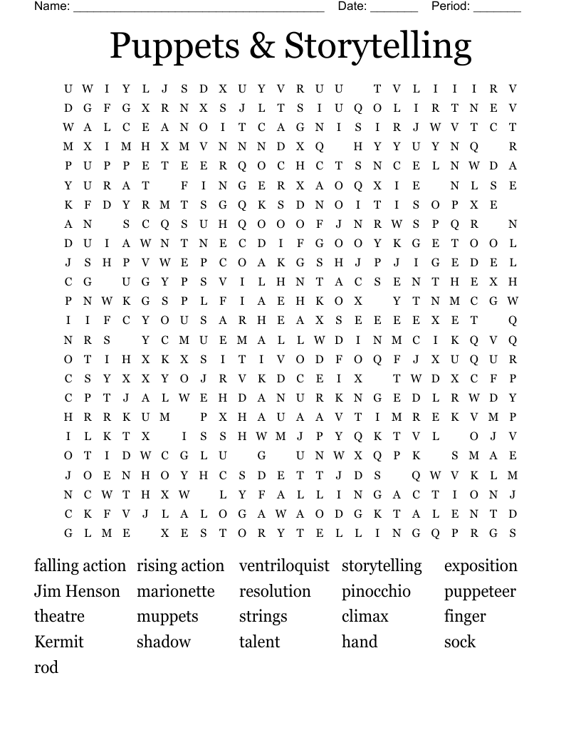 Puppets & Storytelling Word Search