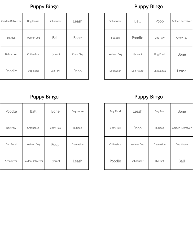 Puppy Bingo