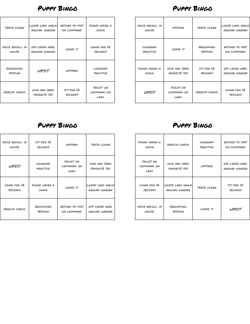 Puppy Bingo