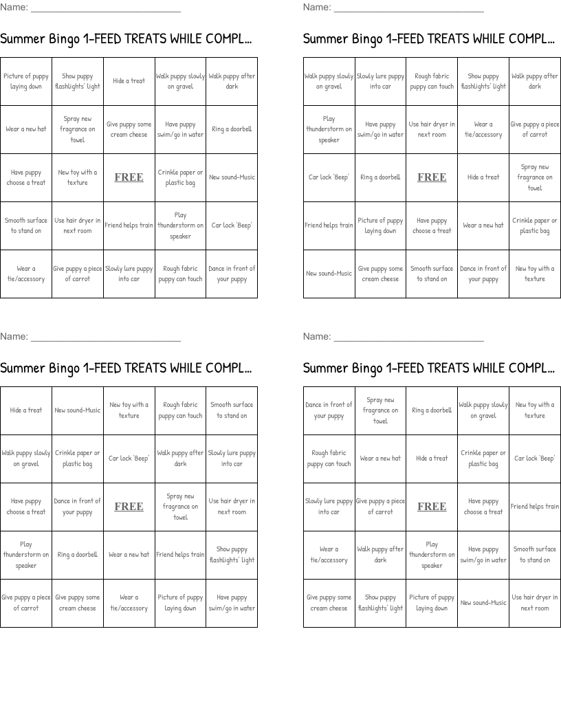 Summer Bingo 1-FEED TREATS WHILE COMPLETING