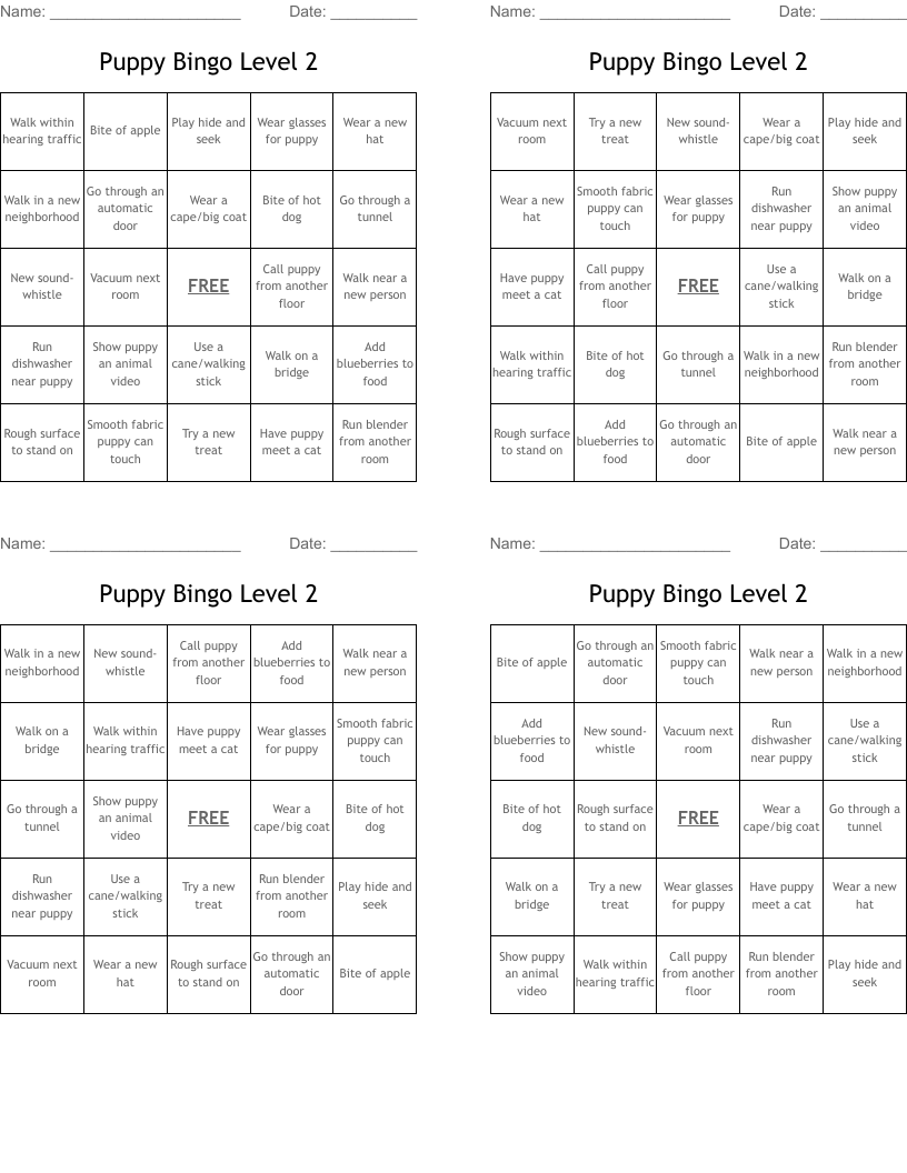 Puppy Bingo Level 2