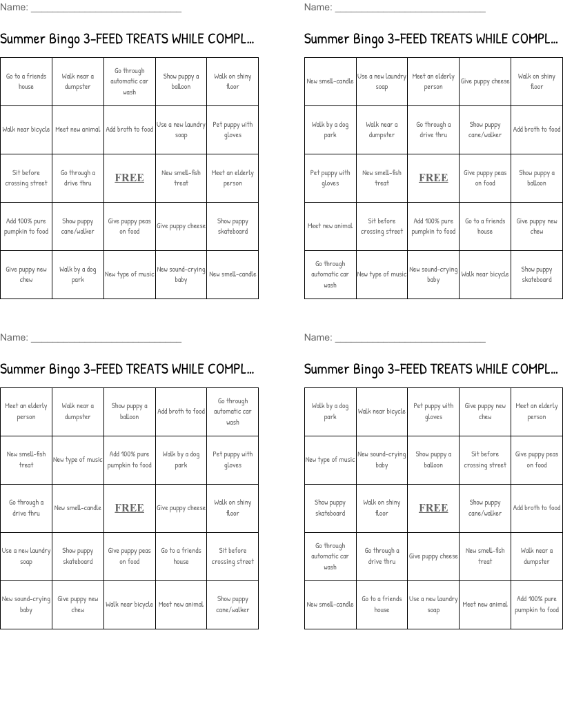 Summer Bingo 3-FEED TREATS WHILE COMPLETING