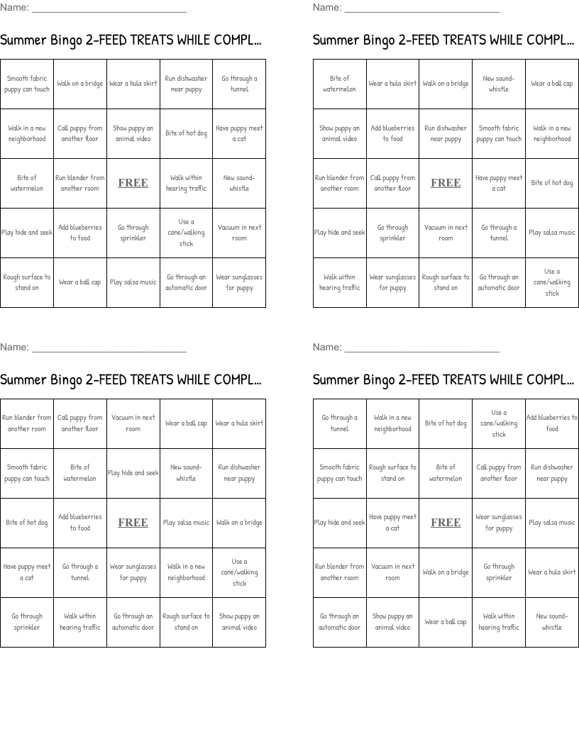 Summer Bingo 2-FEED TREATS WHILE COMPLETING