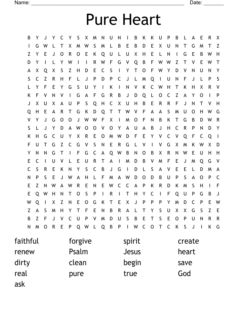 Pure Heart Word Search