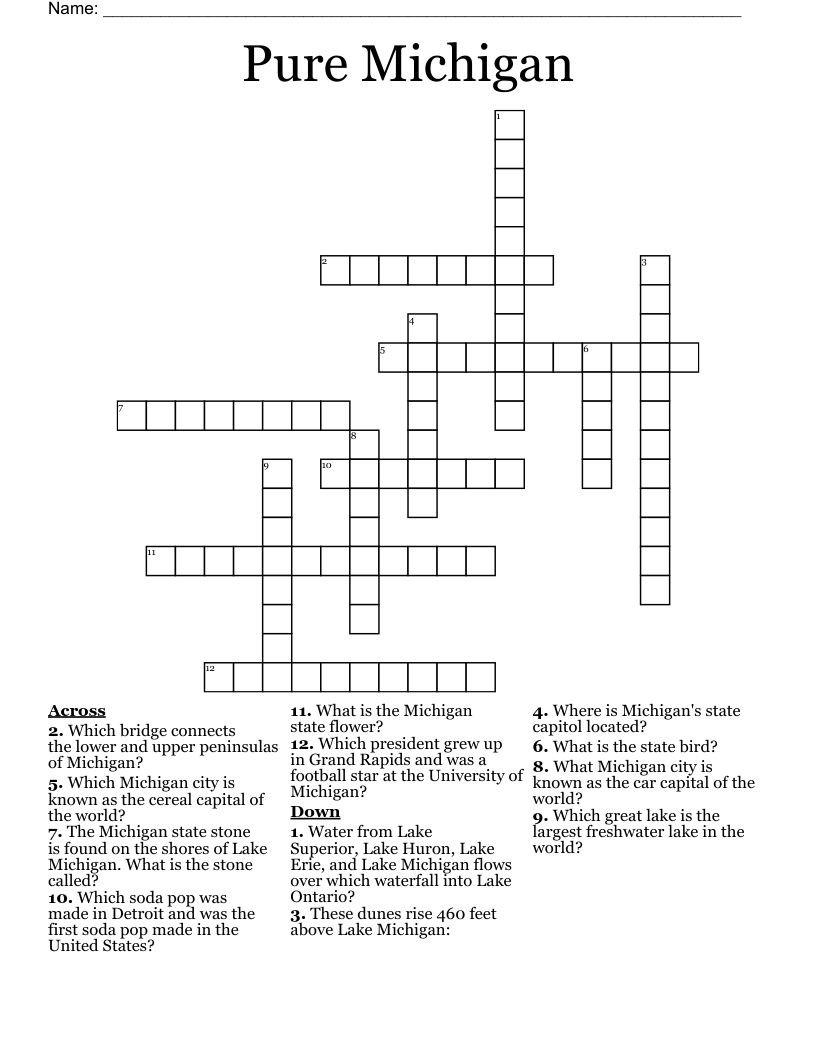 Pure Michigan Crossword