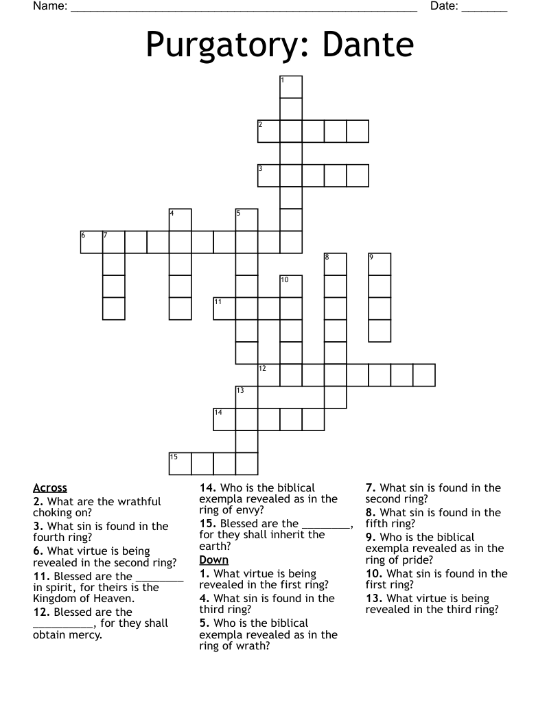 Purgatory: Dante Crossword