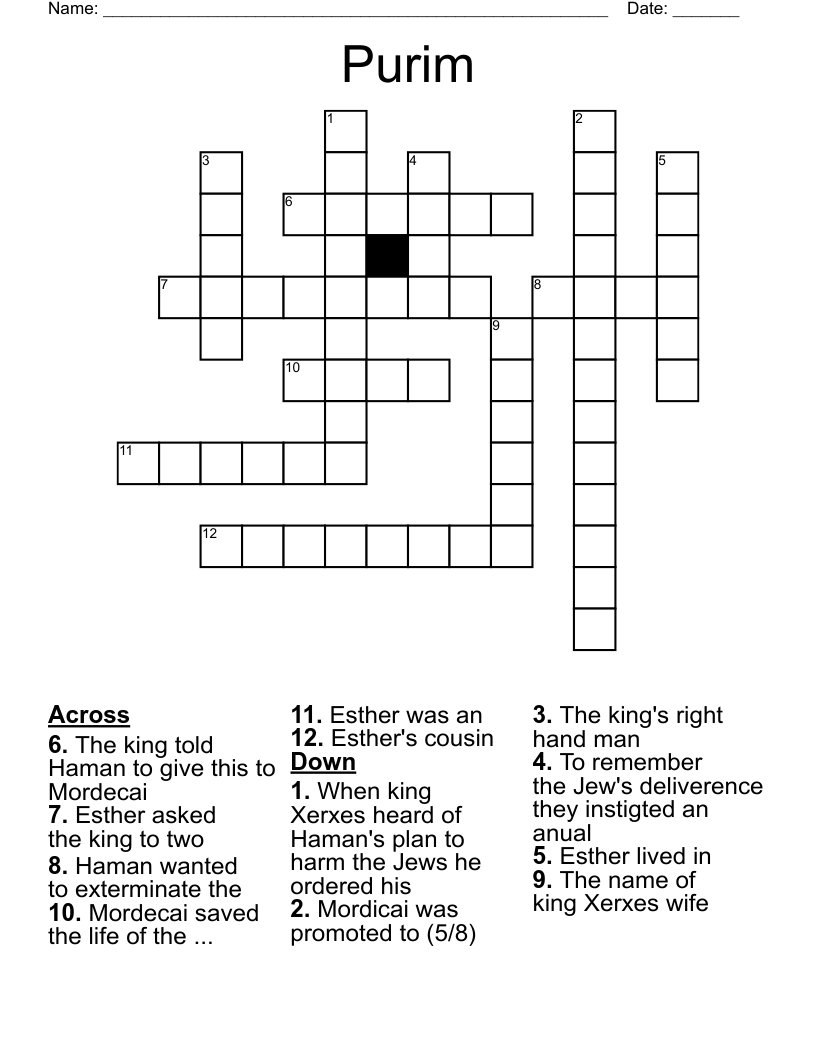 Purim Crossword
