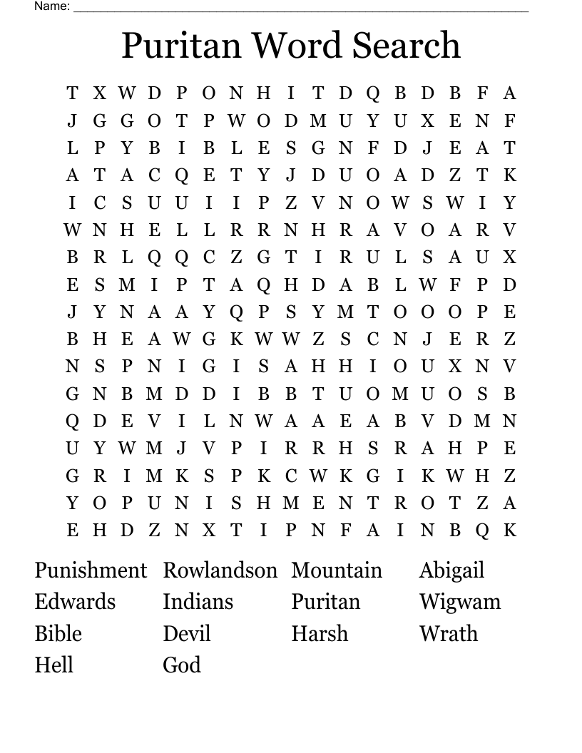 Puritan Word Search