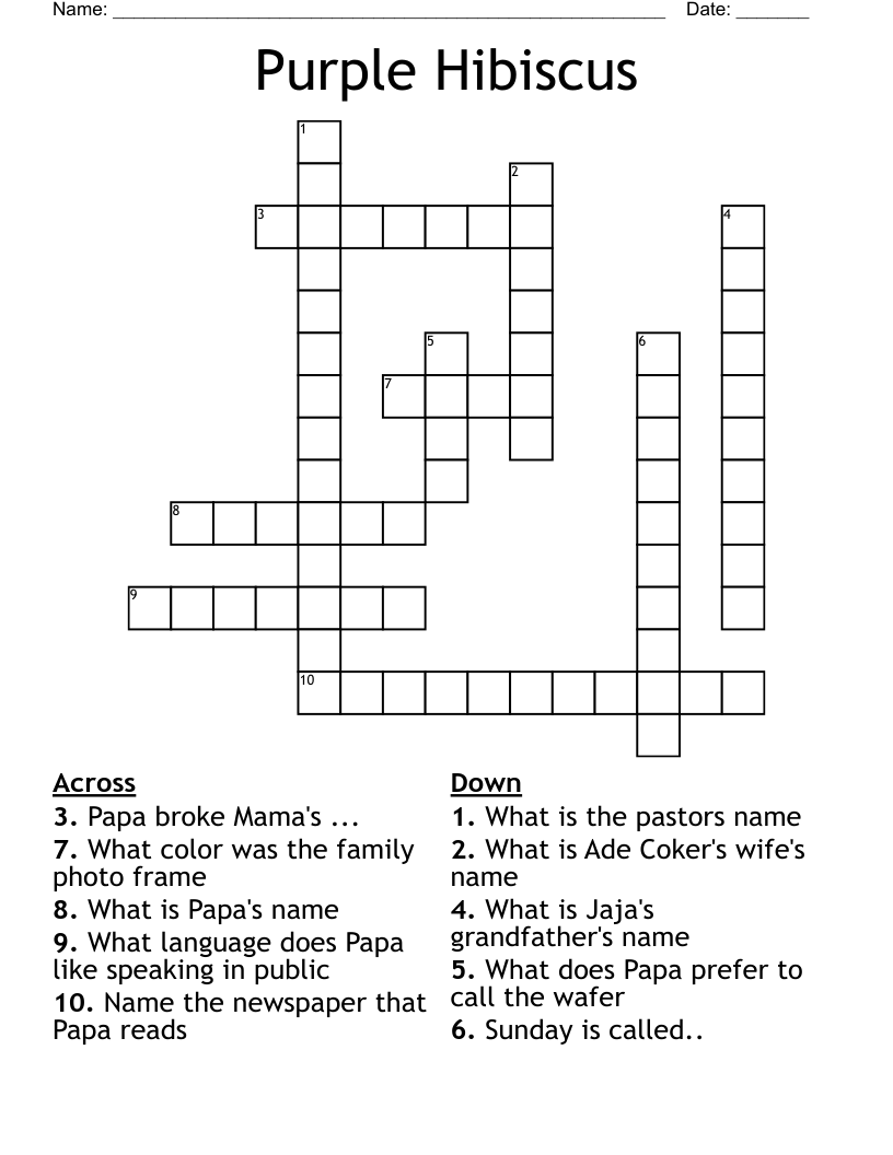 Purple Hibiscus Crossword