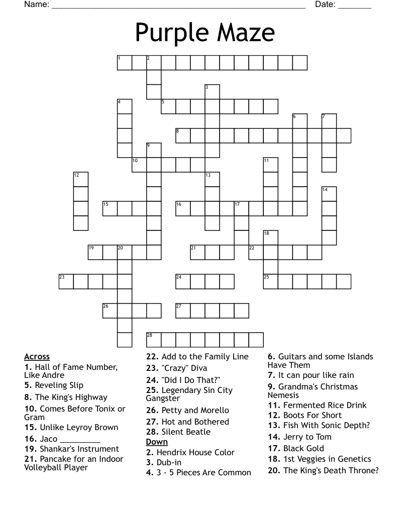 Purple Maze Crossword